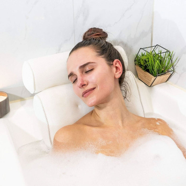 Ergonomic Bath Pillow with Breathable 4D Air Mesh Support
