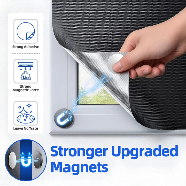 Portable Magnetic Blackout Shade with Suction Cups, No Drilling