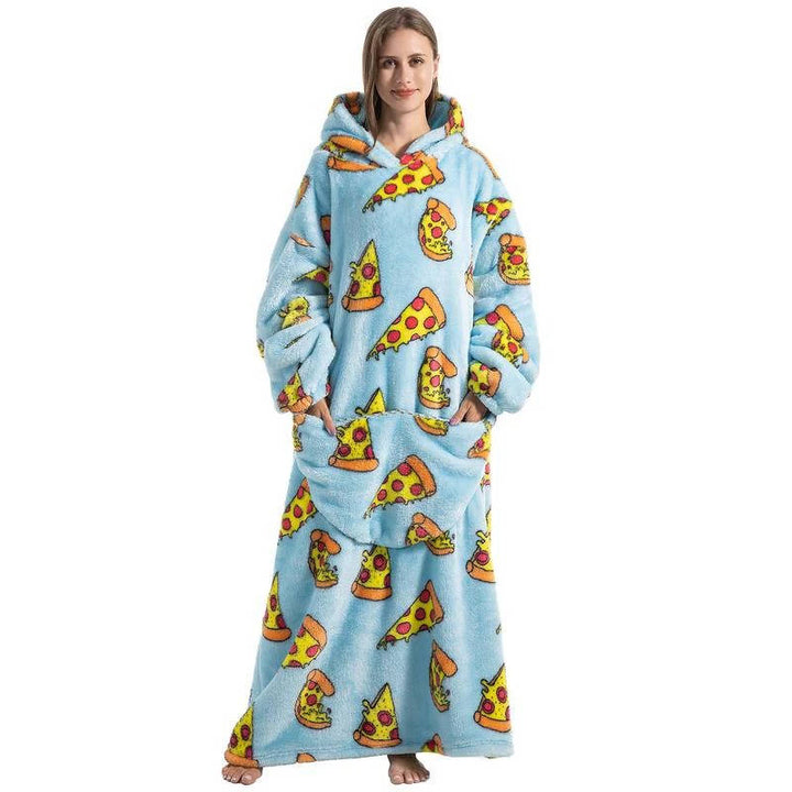 Hendrano™ Long Sherpa Blanket Hoodie with Fun Prints and Big Pocket