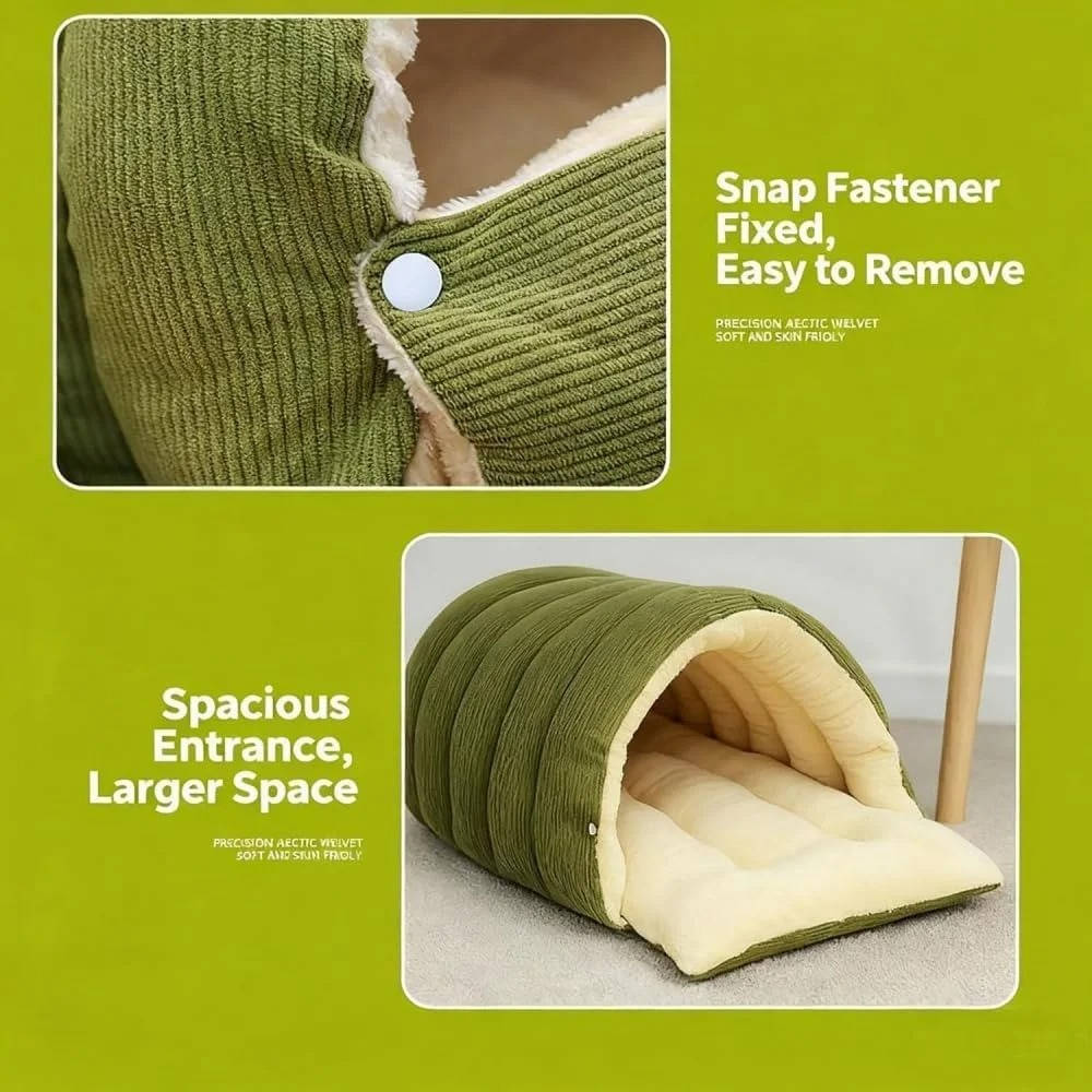 Hendrano™ Enclosed Winter Cat Bed with Soft Fleece Lining and Washable Cover