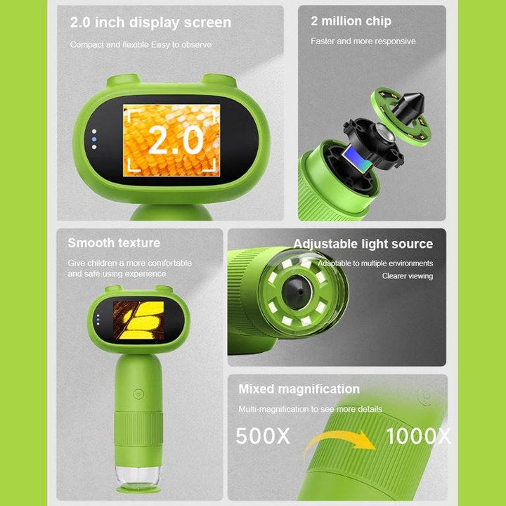 Hendrano™ Handheld Kids Microscope with 2-Inch Screen and 100x Zoom