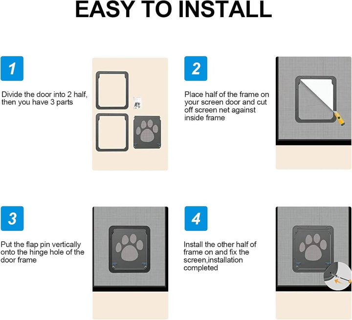 Magnetic Pet Screen Door Flap for Dogs and Cats with Lock