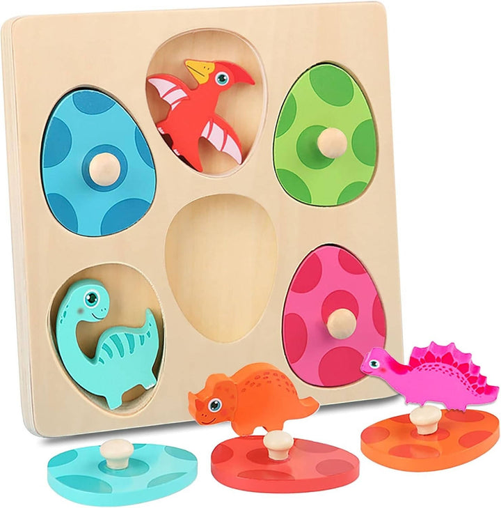 Wooden Dinosaur Egg Puzzle for Toddlers, Color Matching Game