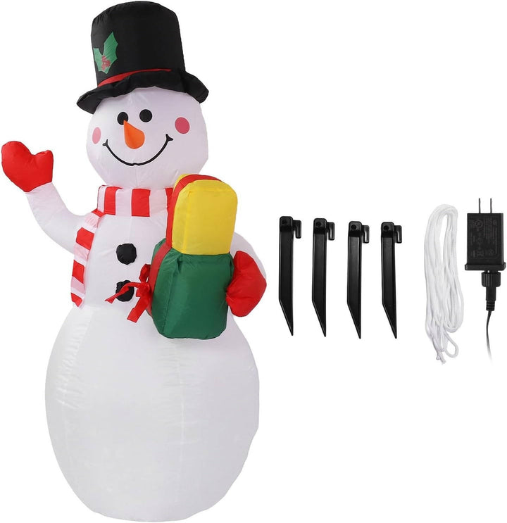 Hendrano™ 5 Ft Inflatable Snowman with Rotating Color LED Lights for the Yard