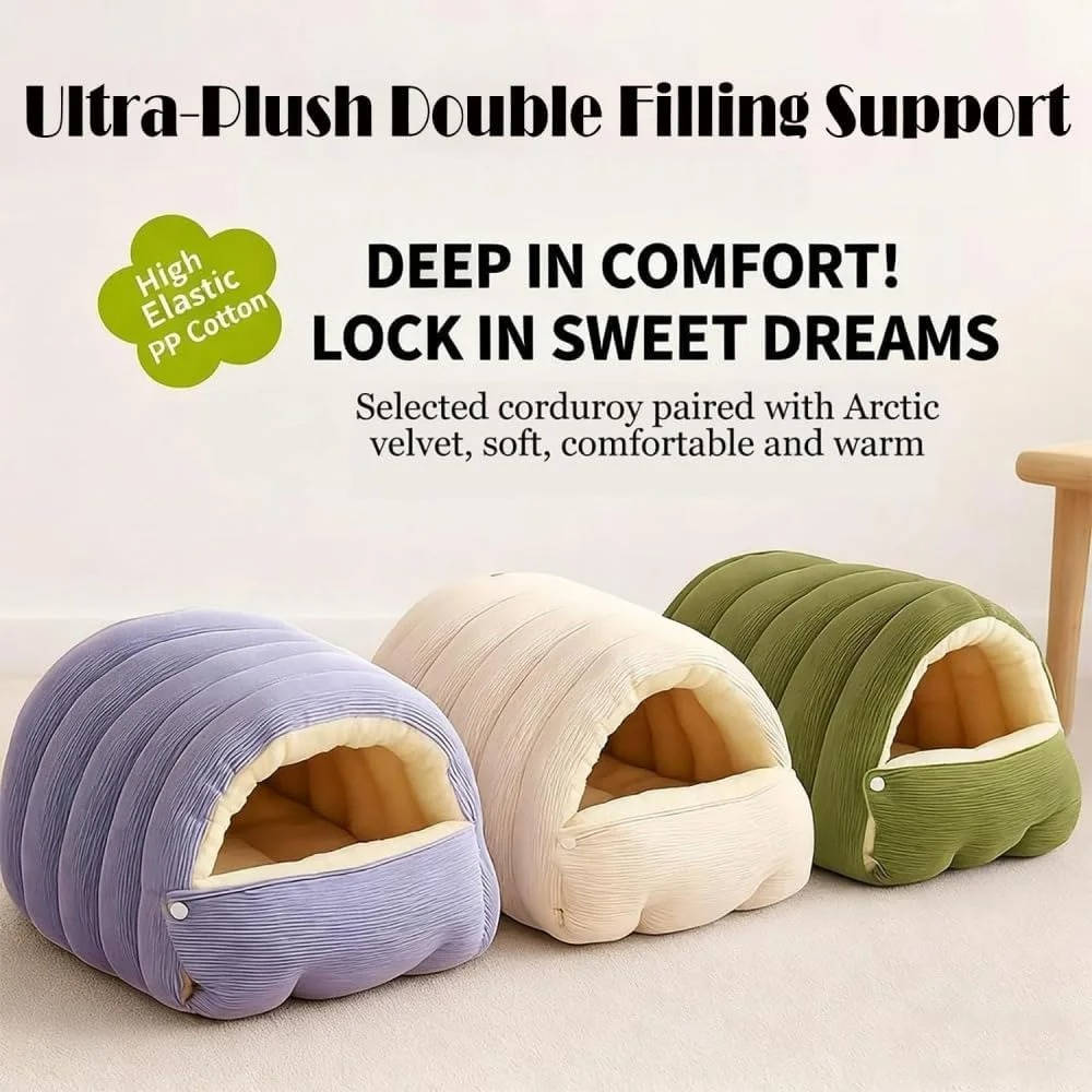 Hendrano™ Enclosed Winter Cat Bed with Soft Fleece Lining and Washable Cover