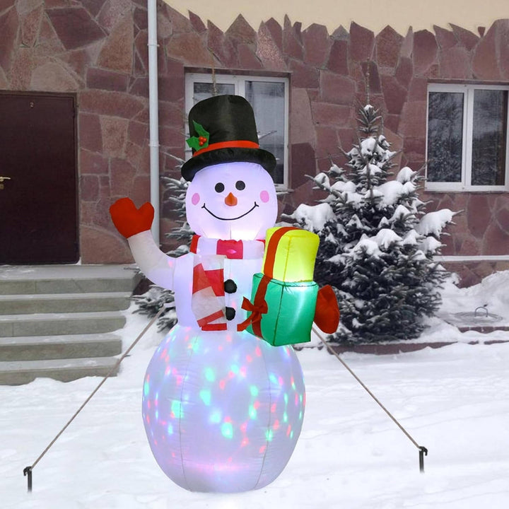 Hendrano™ 5 Ft Inflatable Snowman with Rotating Color LED Lights for the Yard