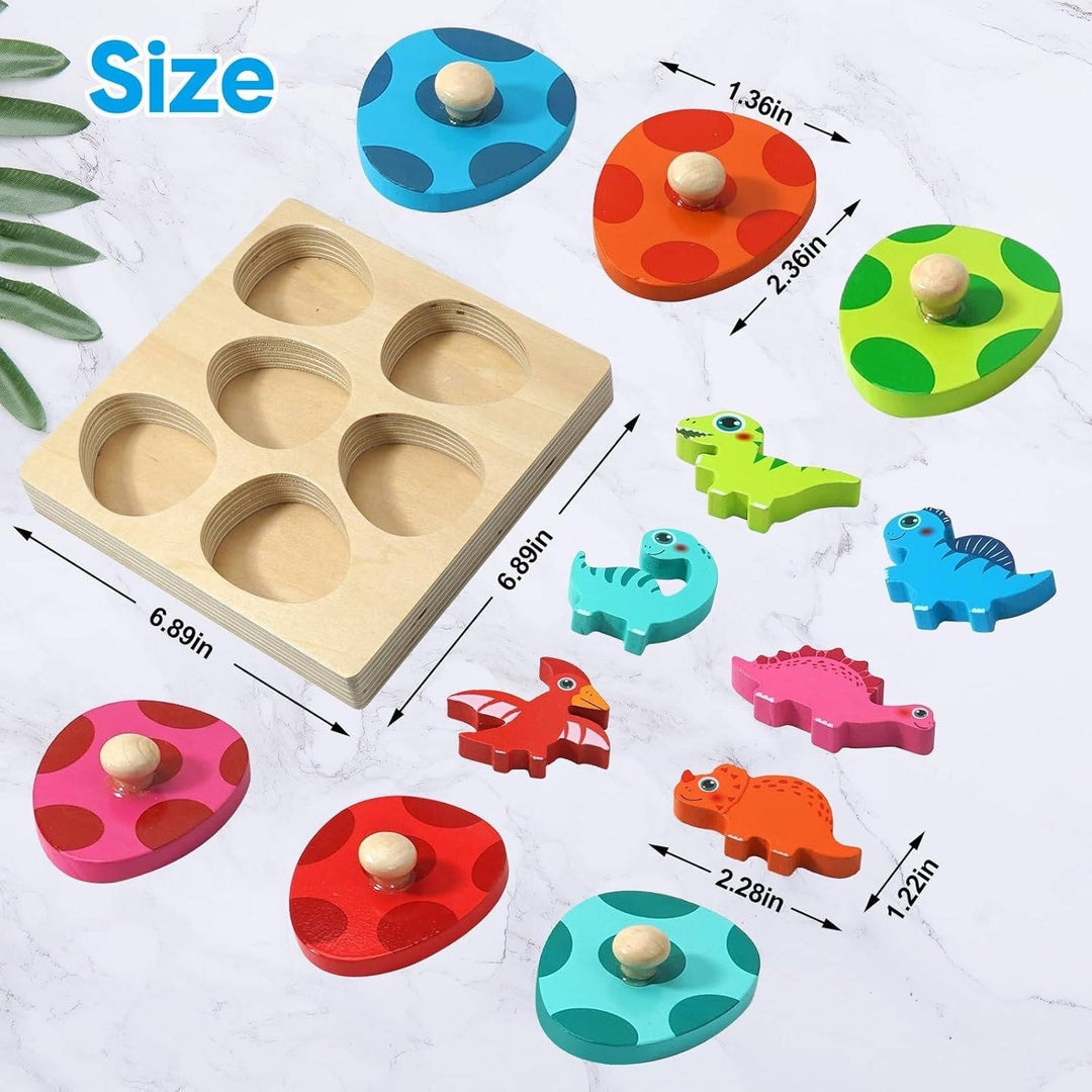 Wooden Dinosaur Egg Puzzle for Toddlers, Color Matching Game