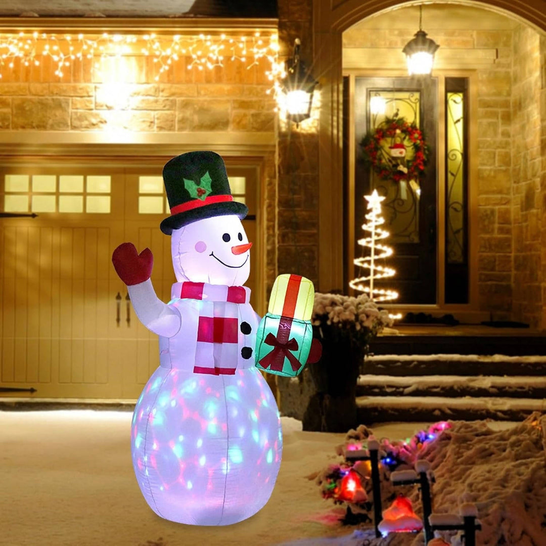 Hendrano™ 5 Ft Inflatable Snowman with Rotating Color LED Lights for the Yard