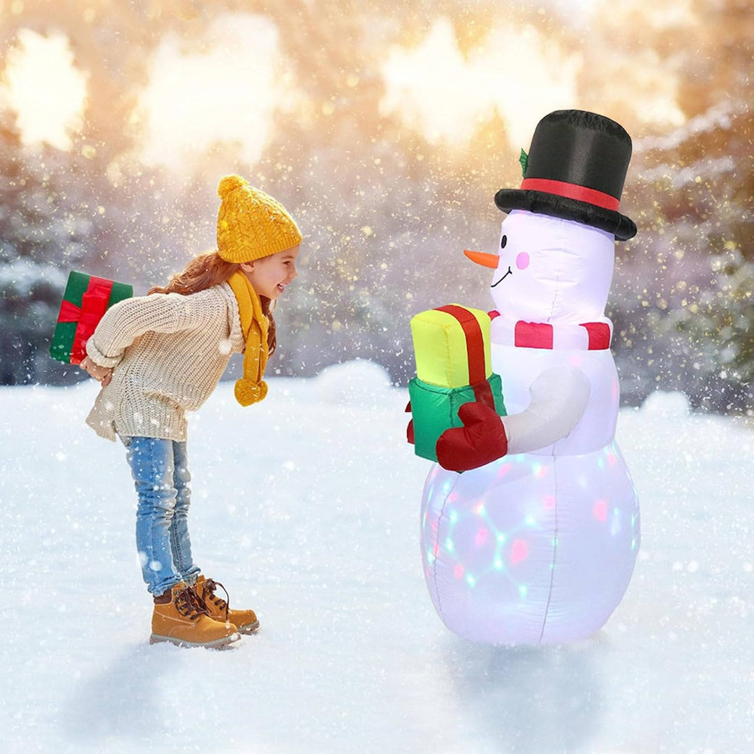 Hendrano™ 5 Ft Inflatable Snowman with Rotating Color LED Lights for the Yard