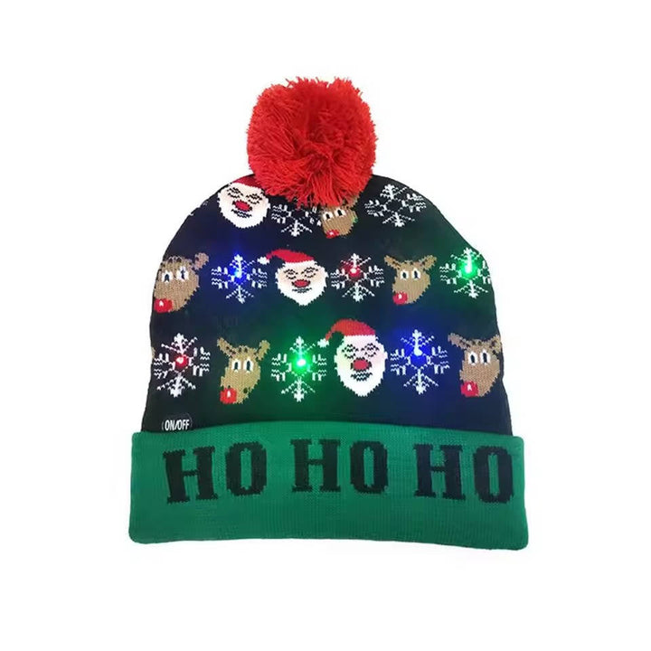 Hendrano™ Light-Up Knit Christmas Beanie with Pom-Pom and Color LEDs