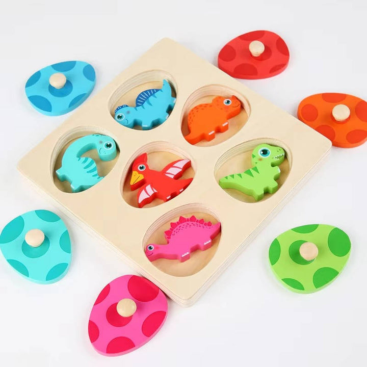 Wooden Dinosaur Egg Puzzle for Toddlers, Color Matching Game