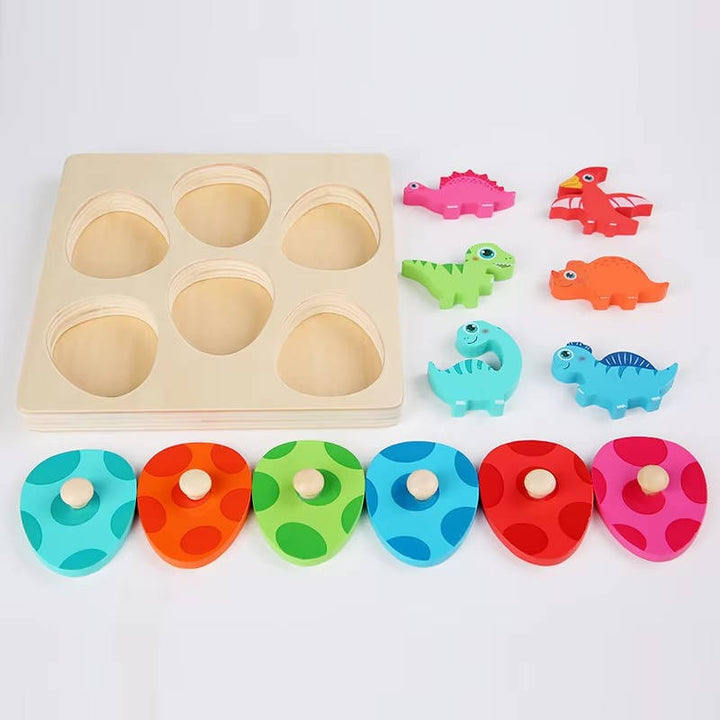 Wooden Dinosaur Egg Puzzle for Toddlers, Color Matching Game