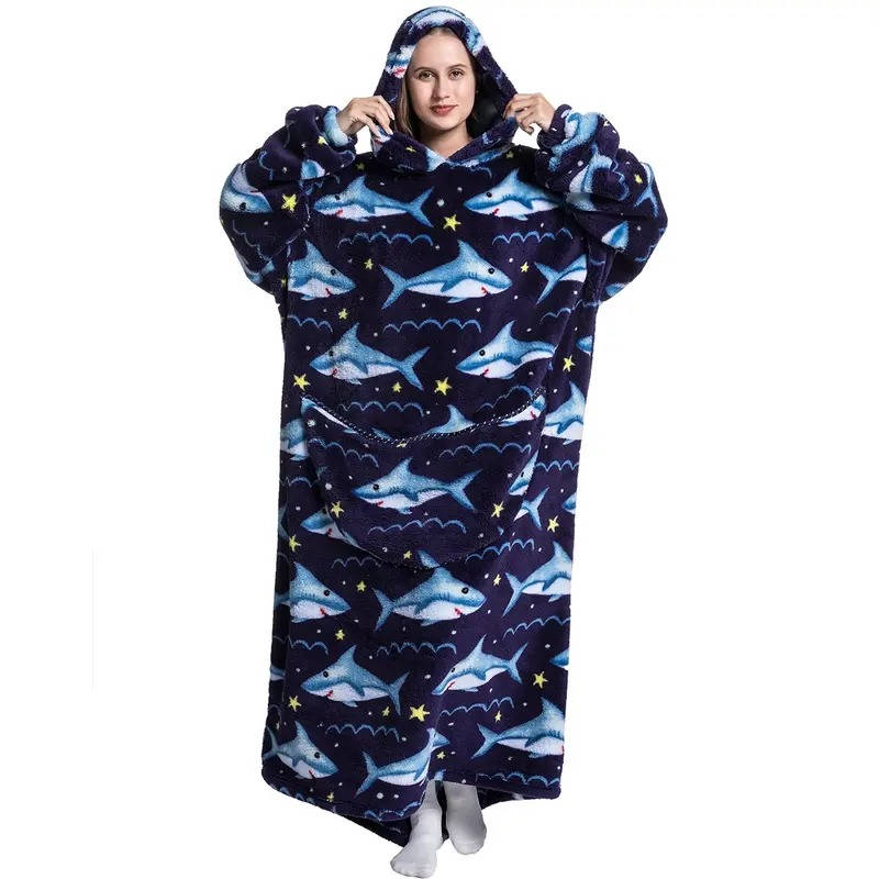 Hendrano™ Oversized Sherpa Blanket Hoodie with Sleeves and Hood