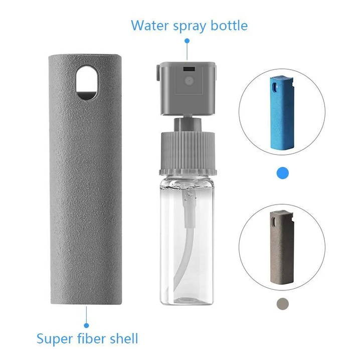 Pocket Screen Cleaner Spray with Built-In Microfiber Wiper