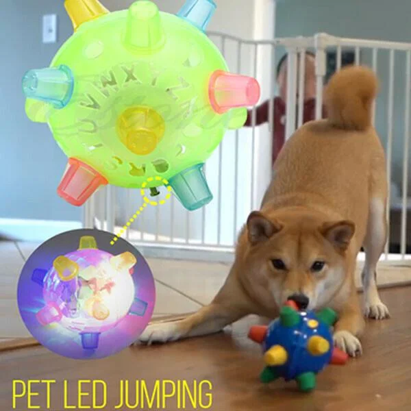 Interactive LED Jumping Ball for Dogs with Sound and Wiggle