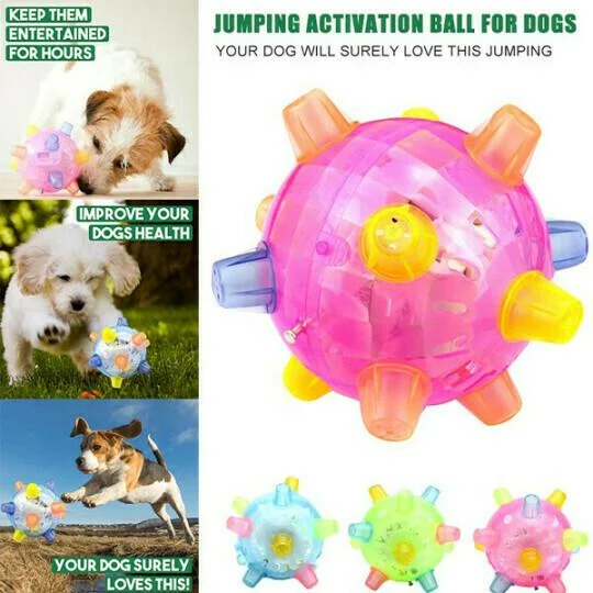 Interactive LED Jumping Ball for Dogs with Sound and Wiggle