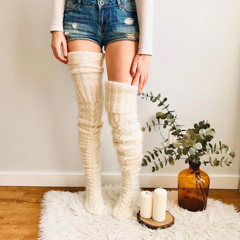 Extra-Long Over-the-Knee Knit Socks for Boots and Skirts