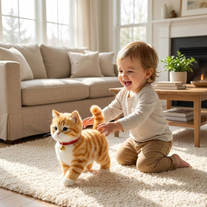 Hendrano™ Walking and Meowing Plush Robot Kitten Toy for Kids