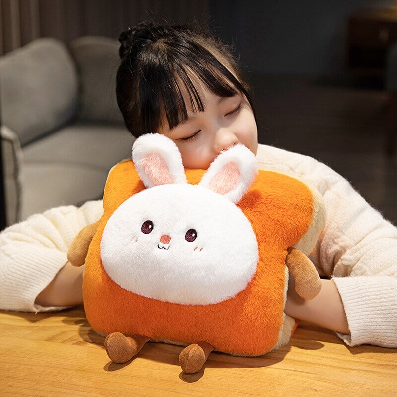 Hendrano™ Fluffy Toast Plush Hand Warmer with Cute Animal Face