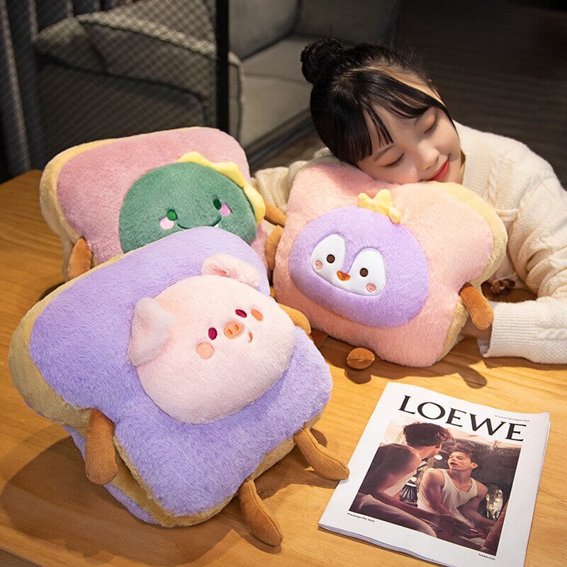 Hendrano™ Fluffy Toast Plush Hand Warmer with Cute Animal Face