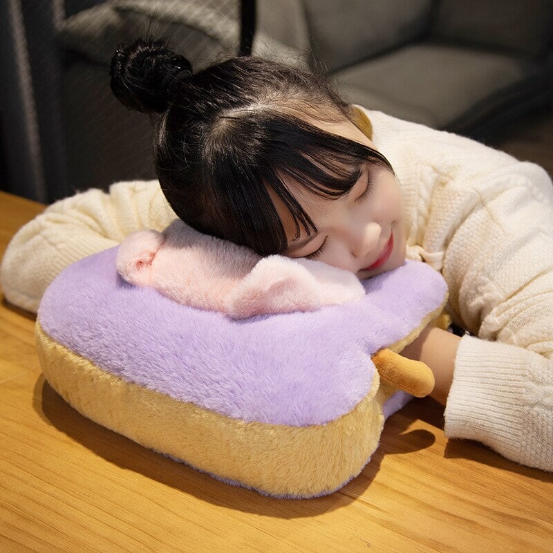 Hendrano™ Fluffy Toast Plush Hand Warmer with Cute Animal Face