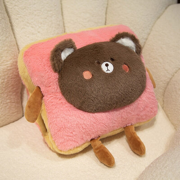Hendrano™ Fluffy Toast Plush Hand Warmer with Cute Animal Face