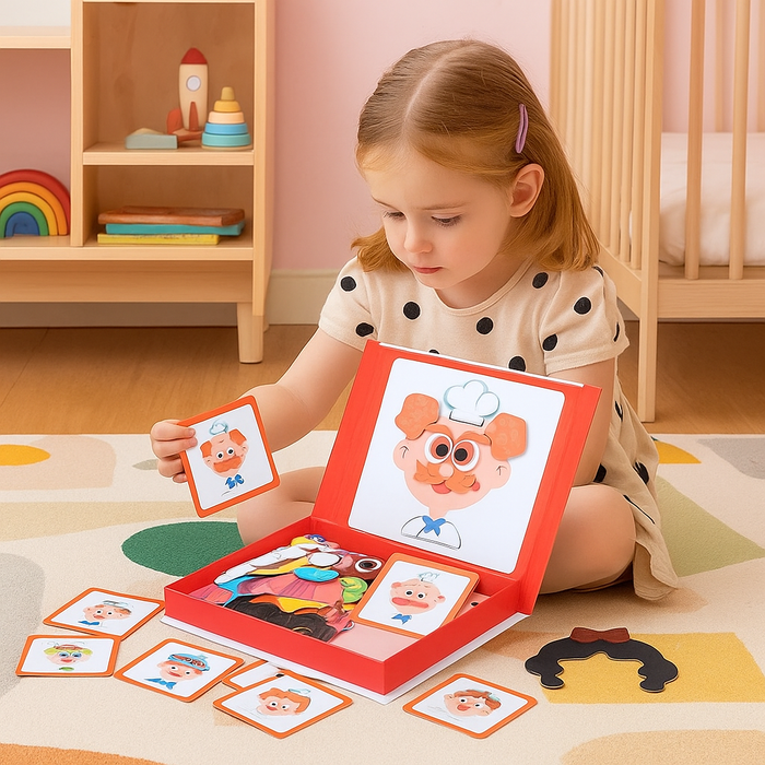 Hendrano™ Magnetic Dress-Up Doll Face Puzzle Book with Character Cards