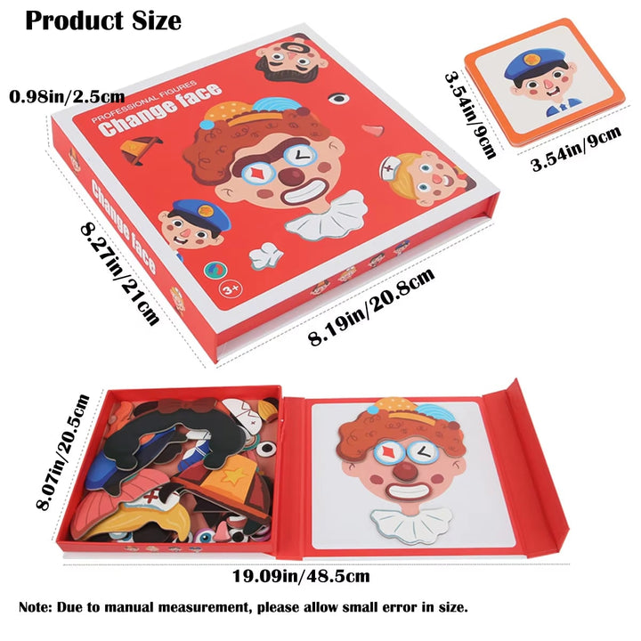 Magnetic Dress-Up Doll Face Puzzle Book with Character Cards