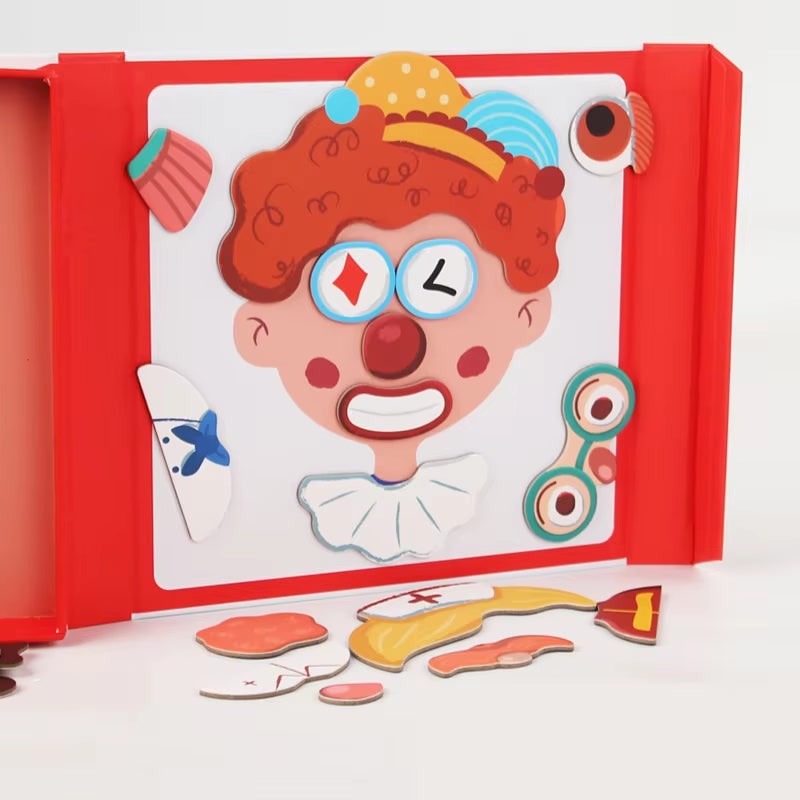 Magnetic Dress-Up Doll Face Puzzle Book with Character Cards