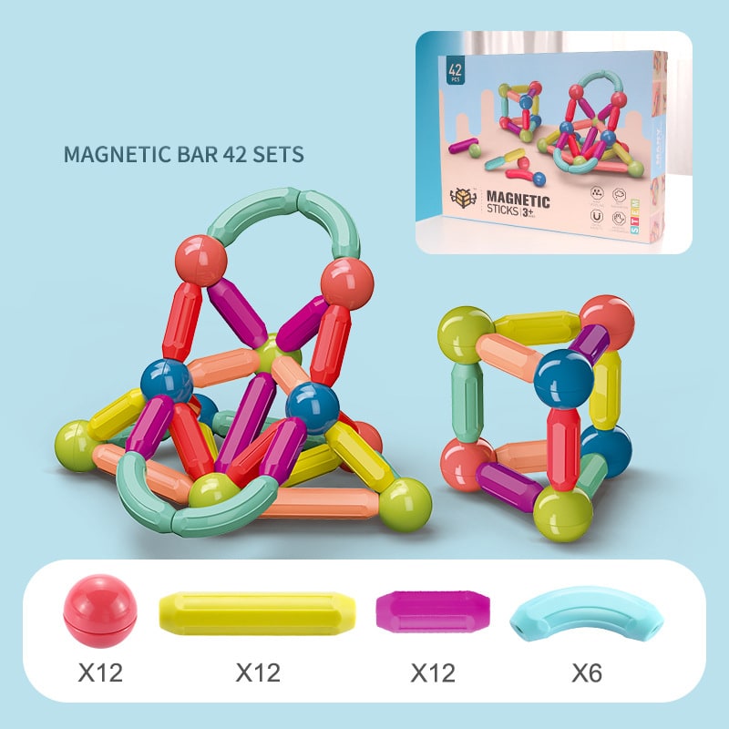 Magnetic Sticks and Balls Building Set for 3D STEM Play