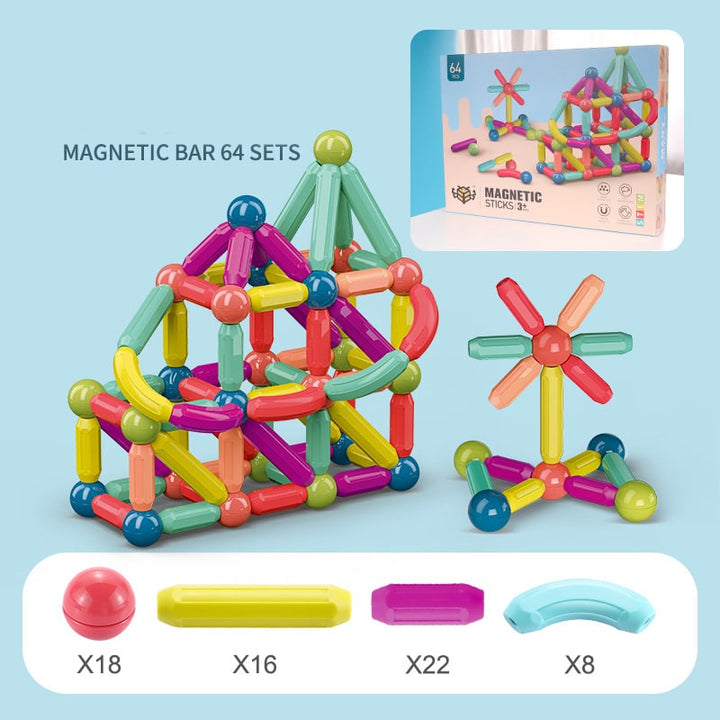 Magnetic Sticks and Balls Building Set for 3D STEM Play