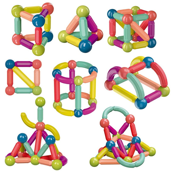 Magnetic Sticks and Balls Building Set for 3D STEM Play