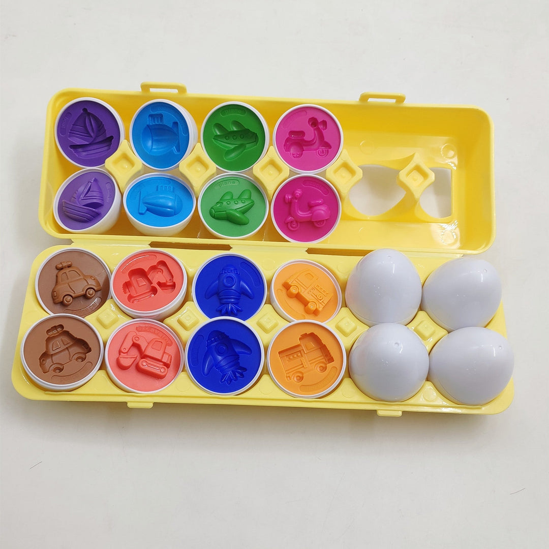 Matching Eggs Shape Sorter Toy with 12 Eggs and Carton