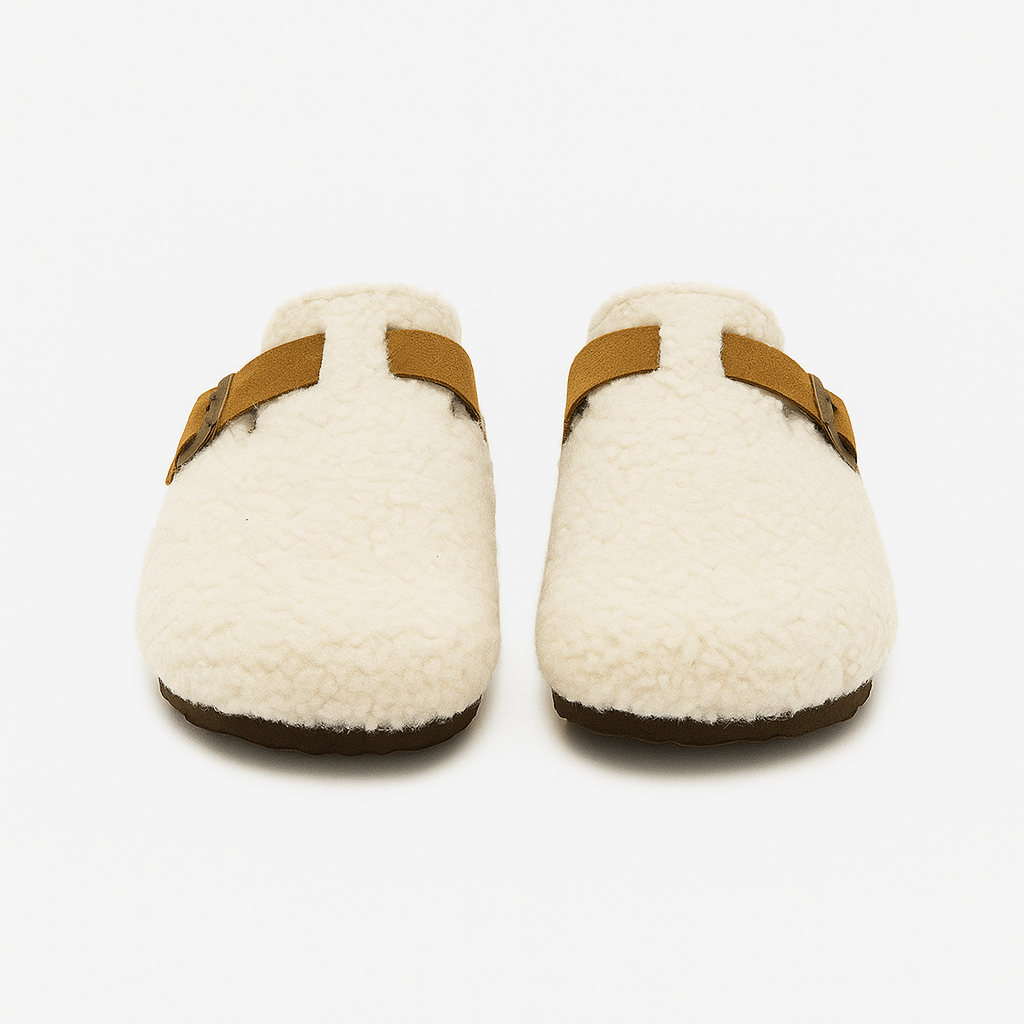 Natural Sheep Wool Slippers with Non-Slip Rubber Sole