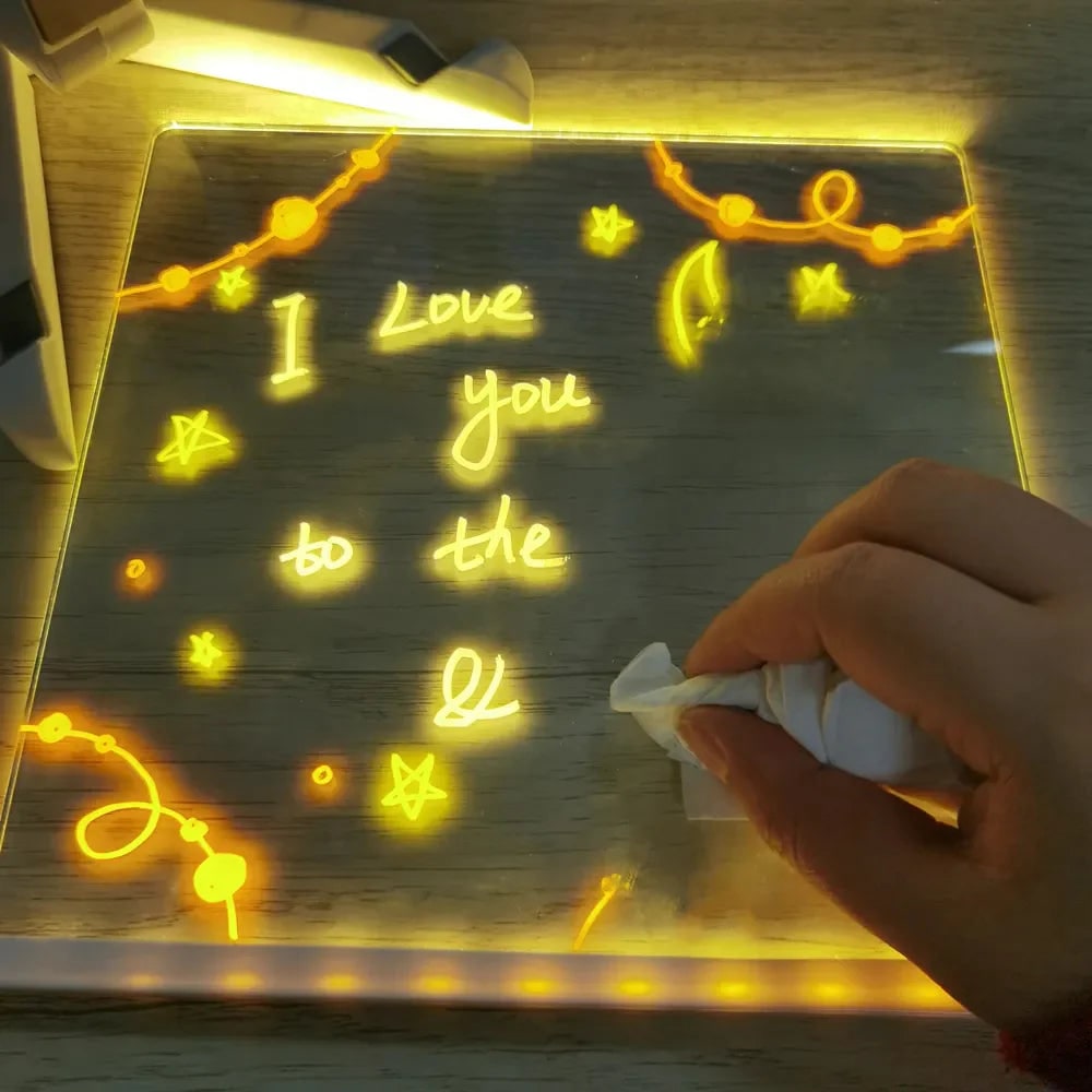 Light-Up LED Dry Erase Board with Folding Stand