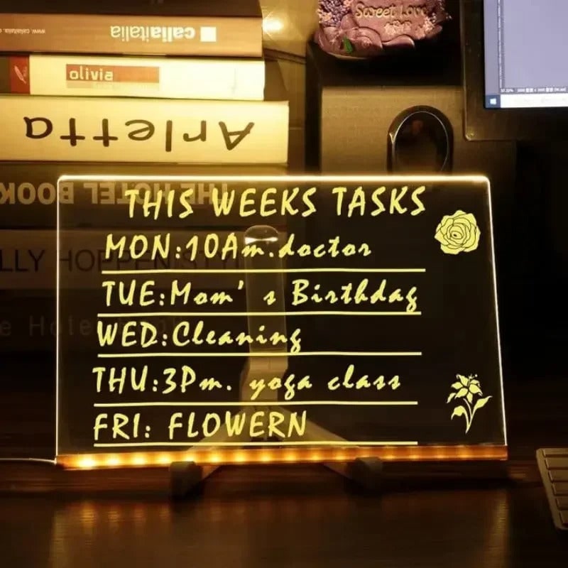 Light-Up LED Dry Erase Board with Folding Stand