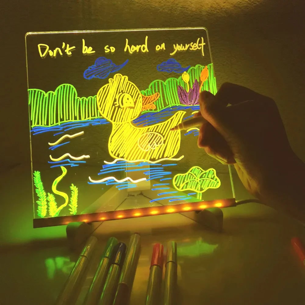 Light-Up LED Dry Erase Board with Folding Stand