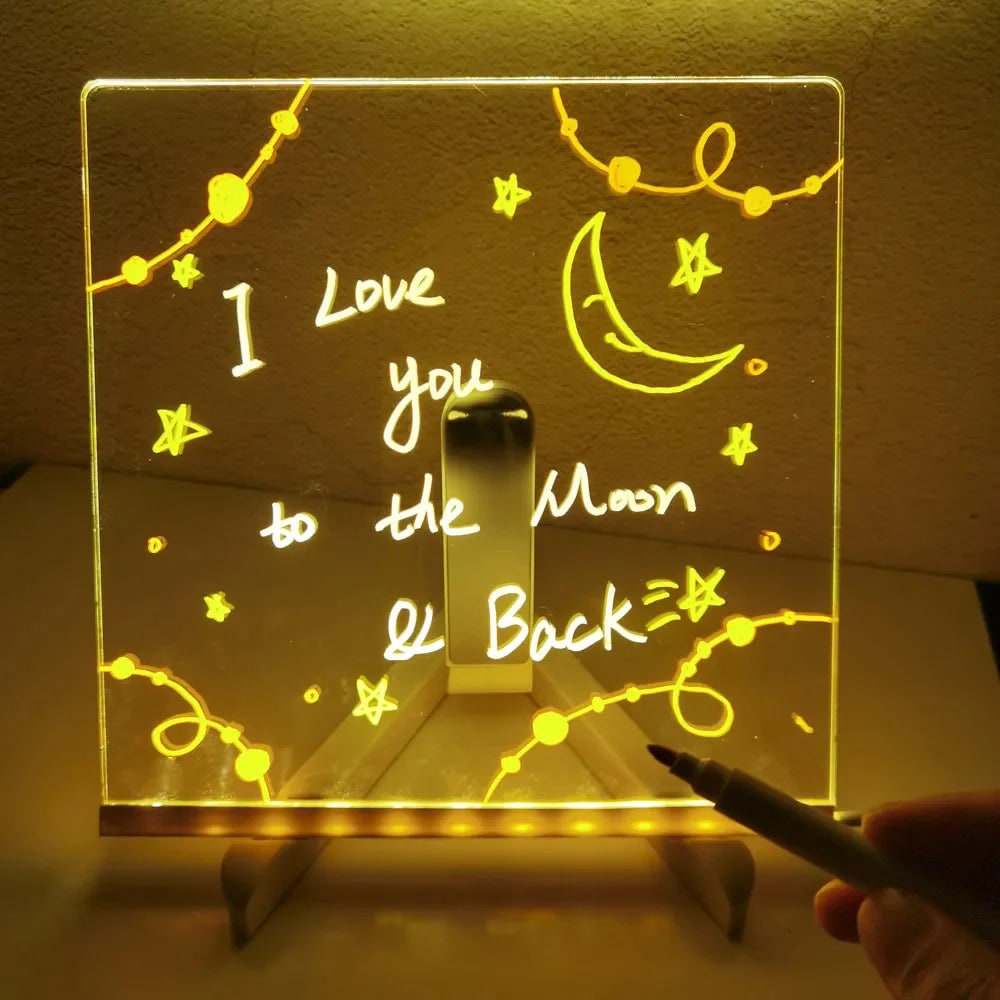 Light-Up LED Dry Erase Board with Folding Stand