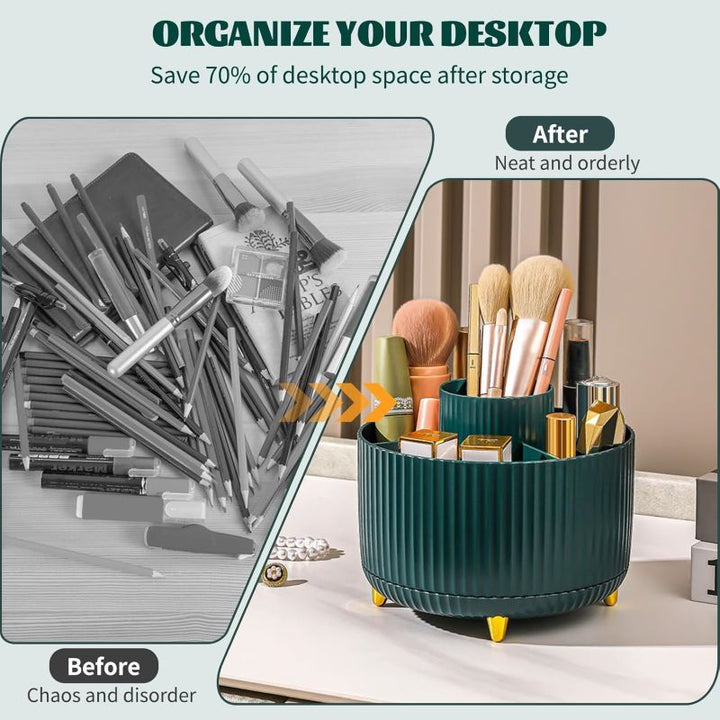 360° Rotating Makeup Organizer with 5 Compartments