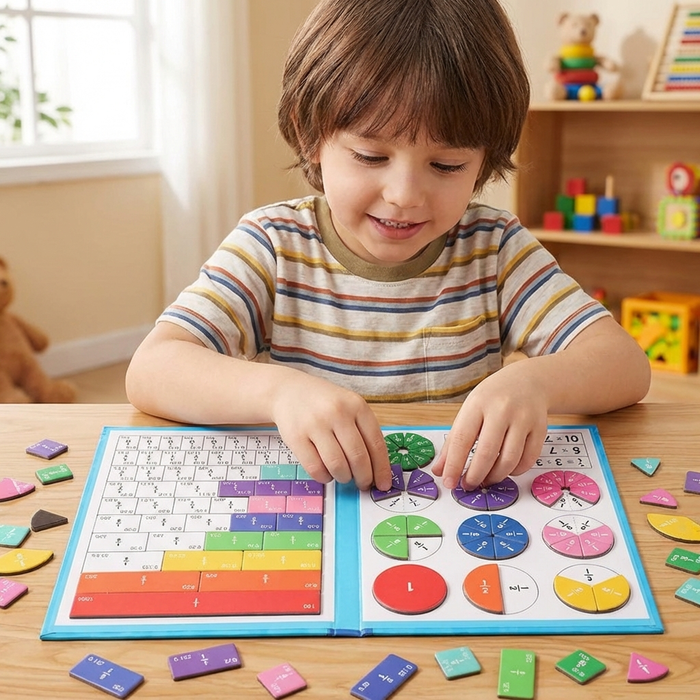 Hendrano™ Magnetic Fraction Tiles with Wipe-Clean Book and Marker