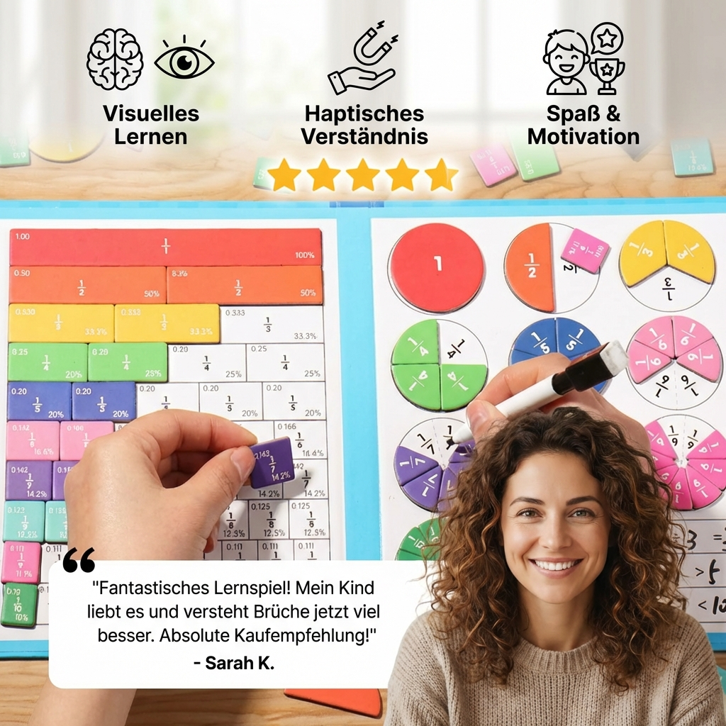 Magnetic Fraction Tiles with Wipe-Clean Book and Marker