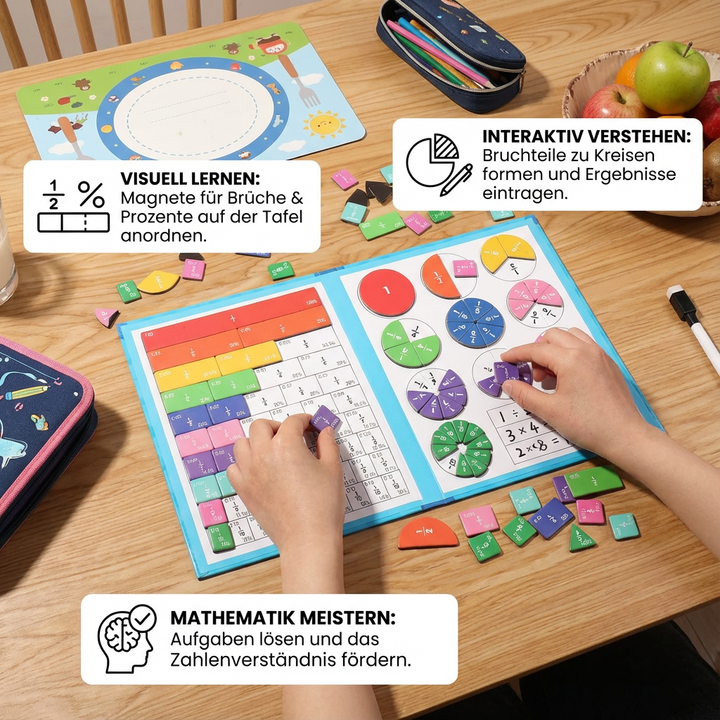 Magnetic Fraction Tiles with Wipe-Clean Book and Marker