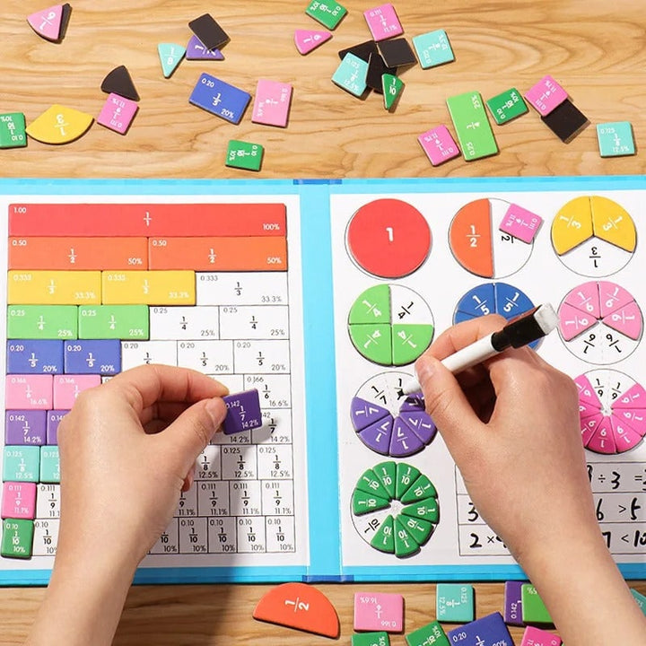 Magnetic Fraction Tiles with Wipe-Clean Book and Marker