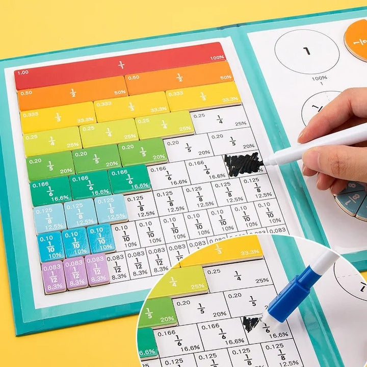 Magnetic Fraction Tiles with Wipe-Clean Book and Marker
