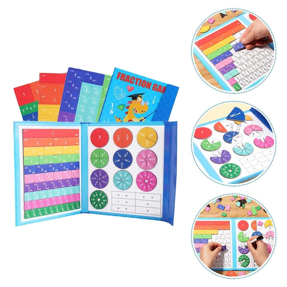 Magnetic Fraction Tiles with Wipe-Clean Book and Marker