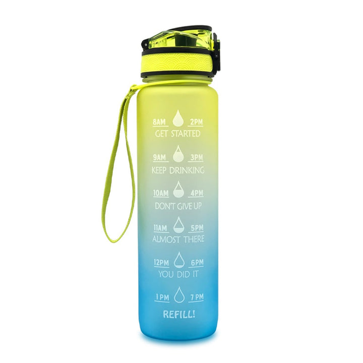 32 oz Motivational Water Bottle with Time Markers and Fruit Infuser