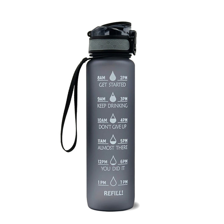 32 oz Motivational Water Bottle with Time Markers and Fruit Infuser