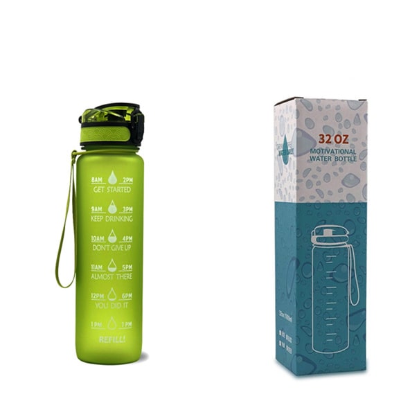 32 oz Motivational Water Bottle with Time Markers and Fruit Infuser