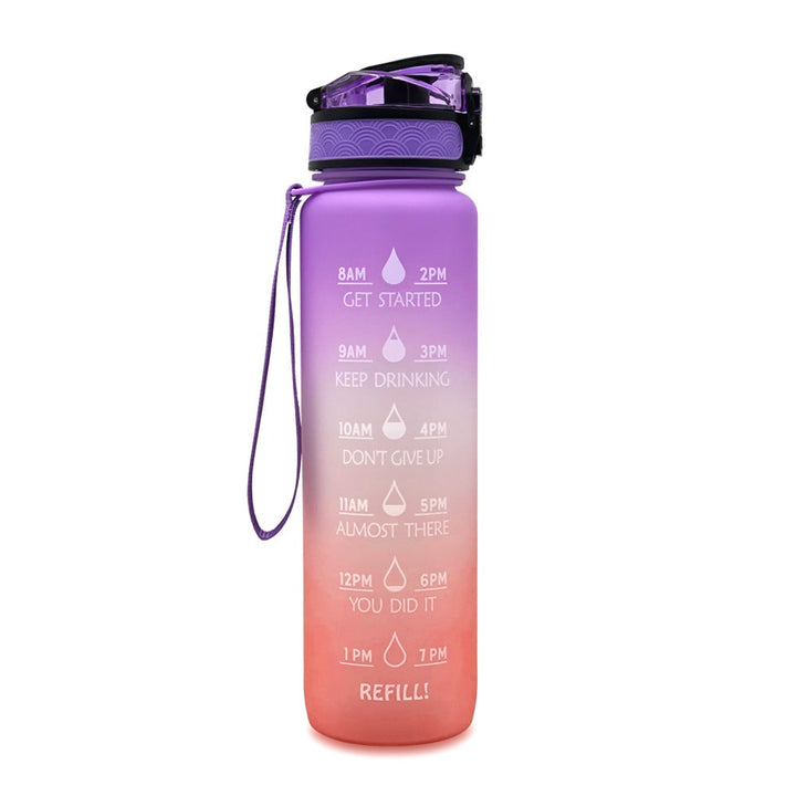 32 oz Motivational Water Bottle with Time Markers and Fruit Infuser
