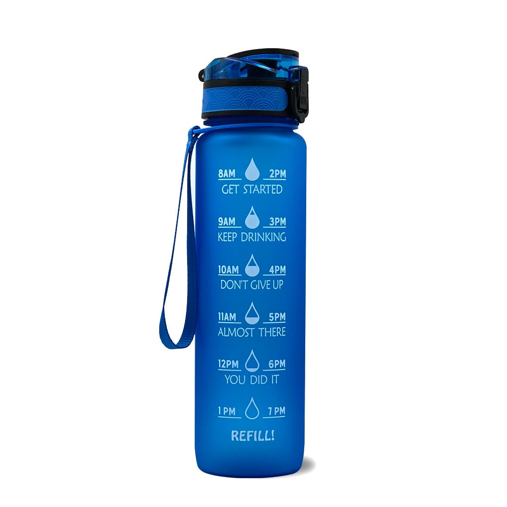 32 oz Motivational Water Bottle with Time Markers and Fruit Infuser